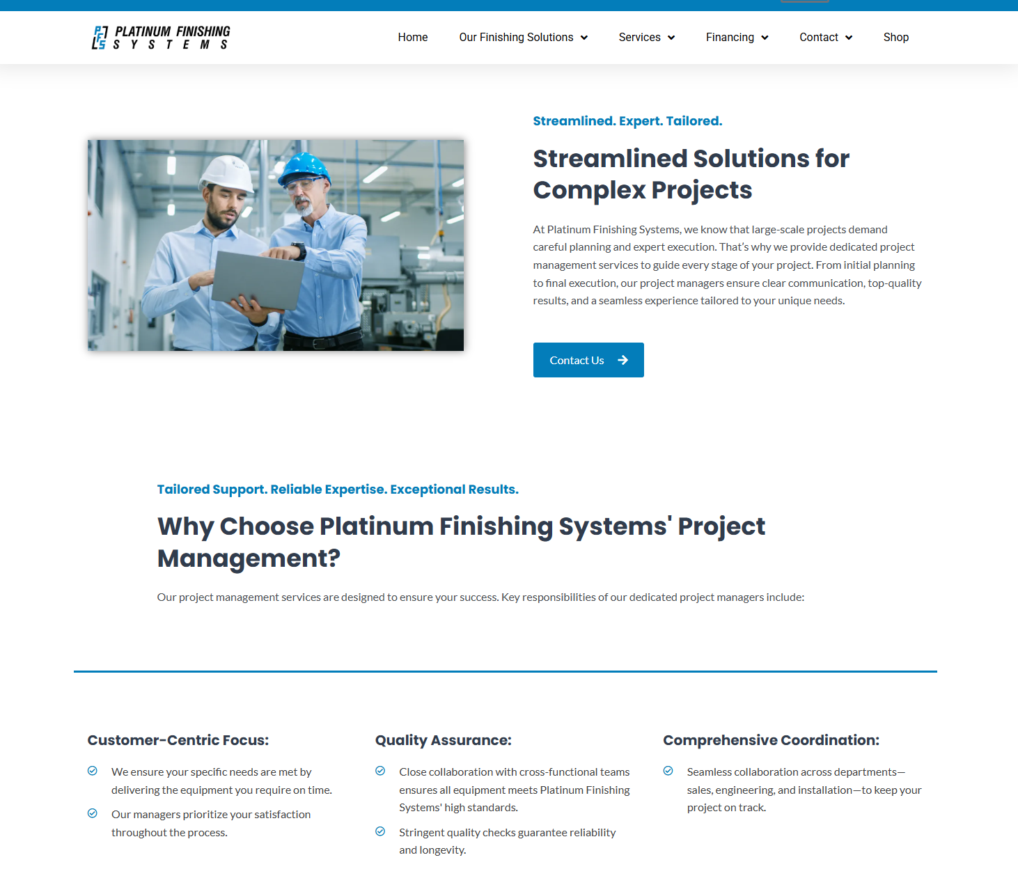 PFS Project Management Page