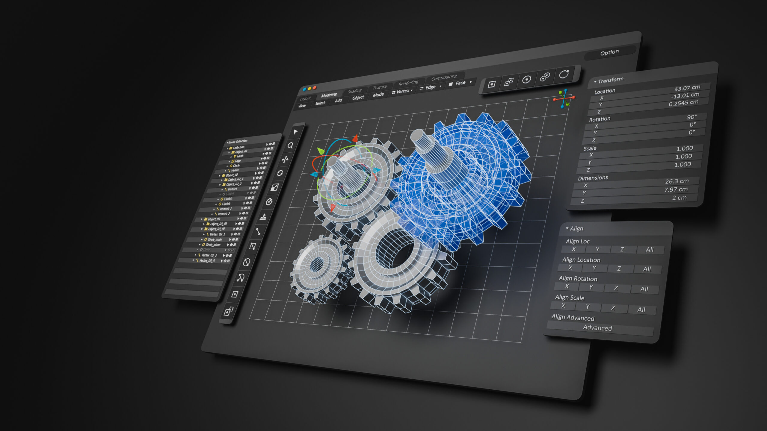 3D Gear Product Design Render