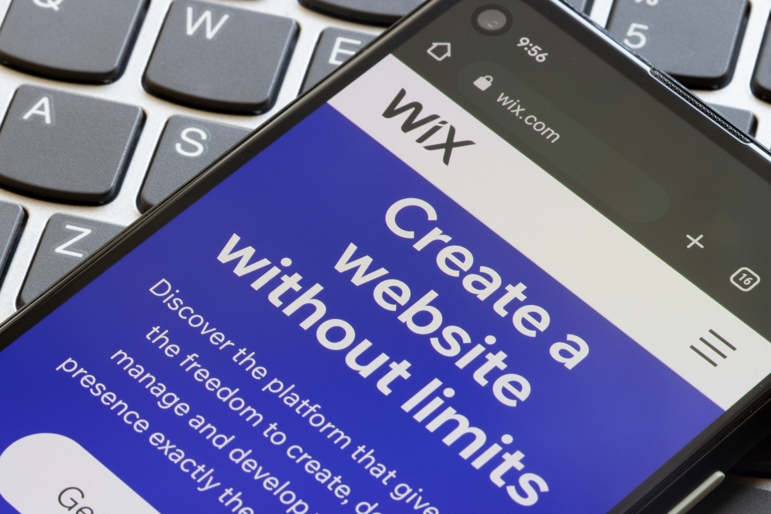 Wix platform displayed on mobile phone